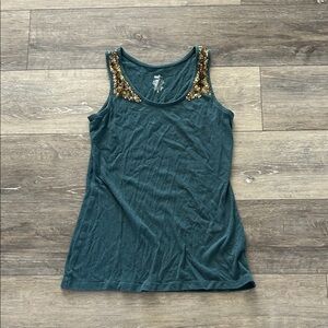 Mossimo Supply Co. Teal Tank Top with Gold Accents